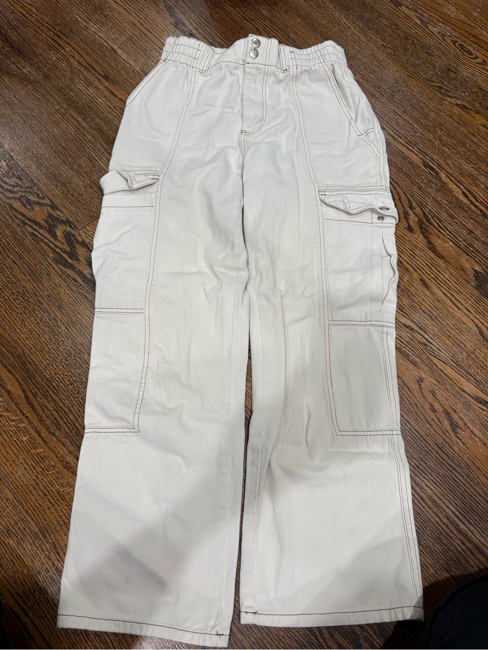 Light Beige Cargo Pants with Elastic Waist